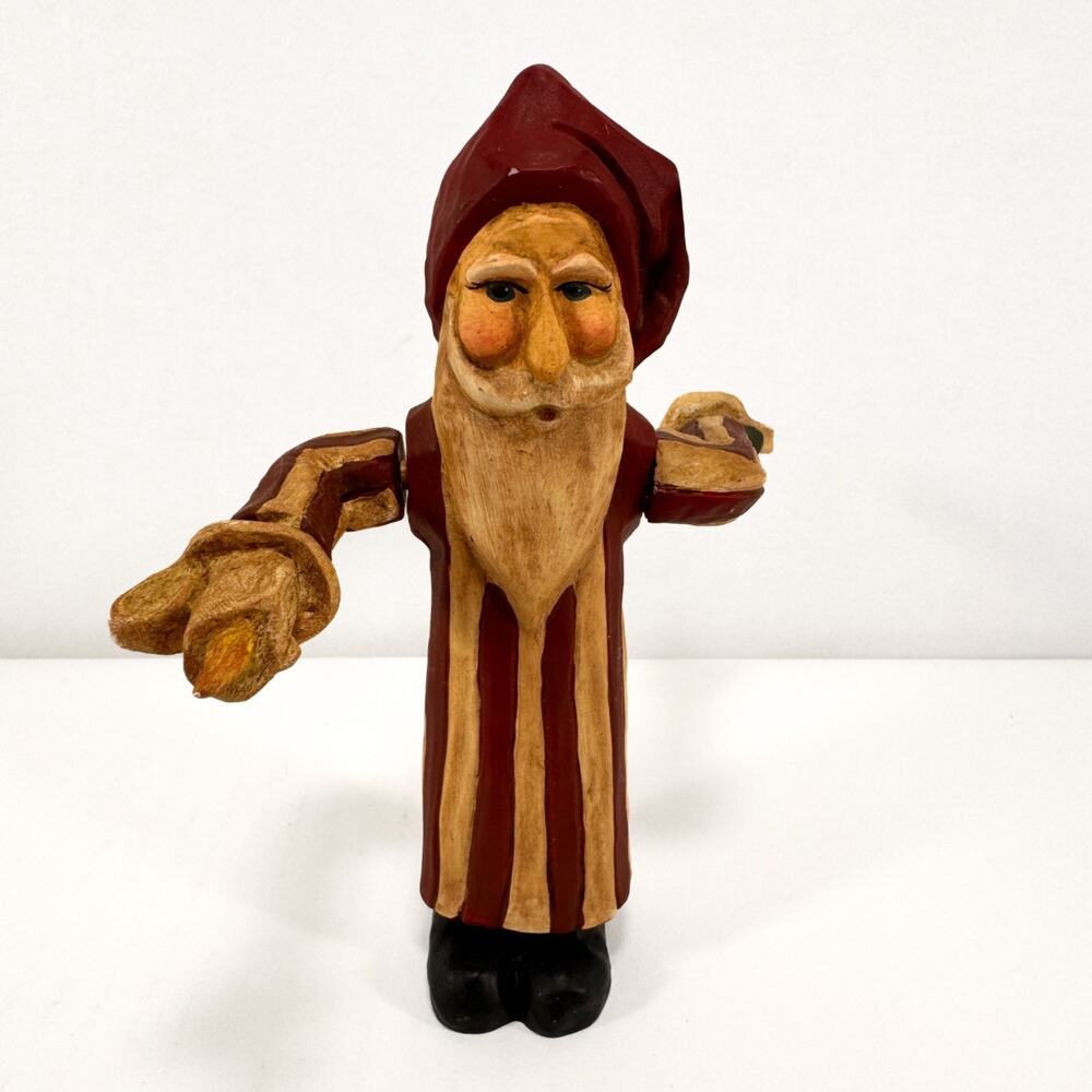 Enesco Lefever Santa Claus Figurine Folk Art Arms Move Christmas Holiday Decor